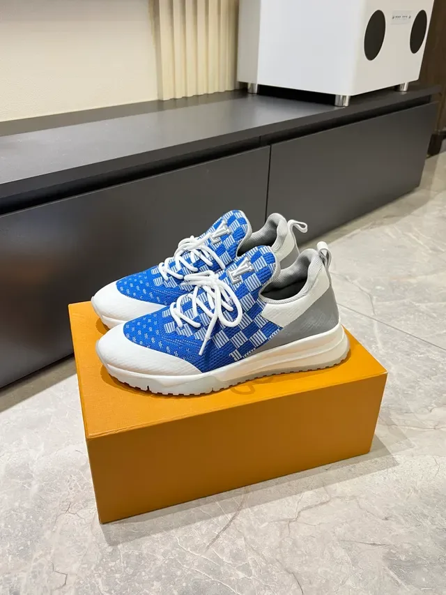 Louis Vuitton Blue White Knit Upper Geometric Weave Lifestyle Sneakers 5