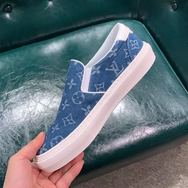 Louis Vuitton Blue White Slip-On Monogram Canvas Lifestyle Sneakers 3