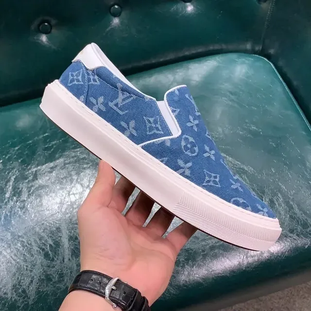 Louis Vuitton Blue White Slip-On Monogram Canvas Lifestyle Sneakers 7