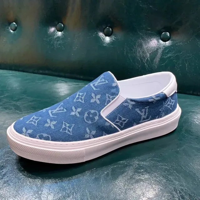 Louis Vuitton Blue White Slip-On Monogram Canvas Lifestyle Sneakers 8