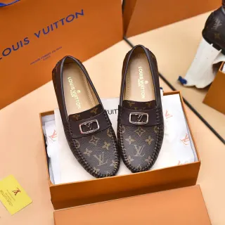 Louis Vuitton Marrón Beige Monogram Lona Ribete Trenzado Loafer