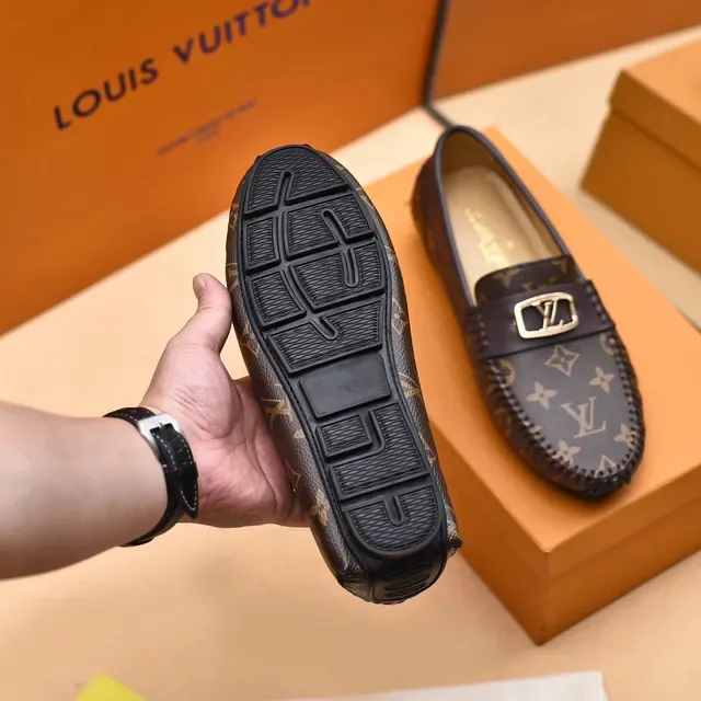 Louis Vuitton Brown Beige Monogram Canvas Braided Trim Loafer 4
