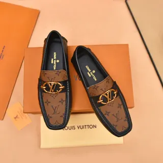 Louis Vuitton বাদামী কালো মনোগ্রাম ক্যানভাস চামড়ার কিনারা লোফার