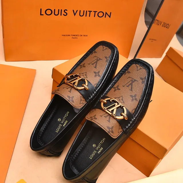Louis Vuitton Brown Black Monogram Canvas Leather Trim Loafer 3
