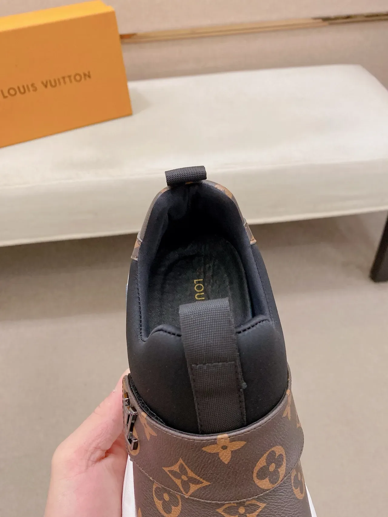 Louis Vuitton Brown Black Monogram Canvas Slip-On Lifestyle Sneakers 4