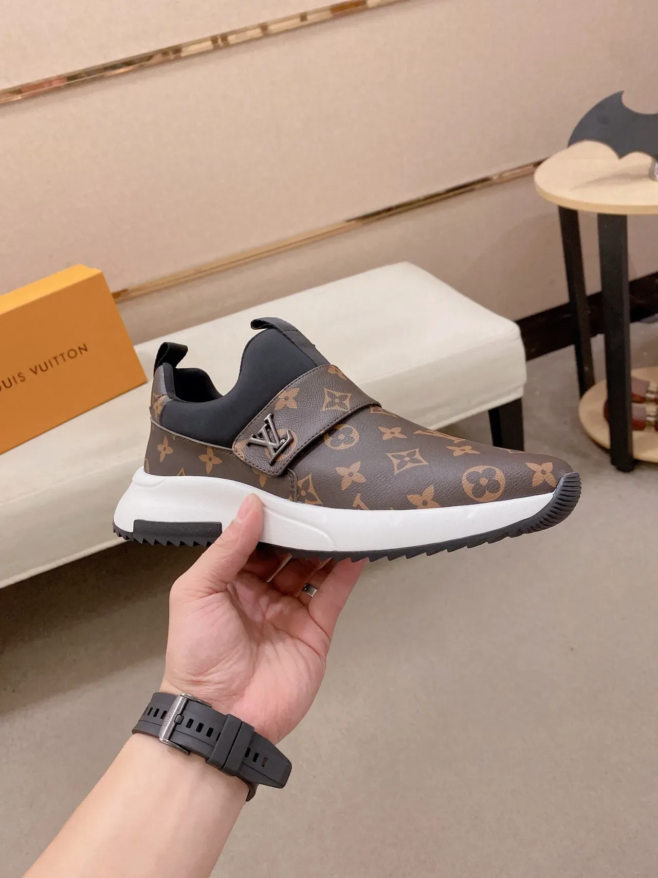 Louis Vuitton Brown Black Monogram Canvas Slip-On Lifestyle Sneakers 5