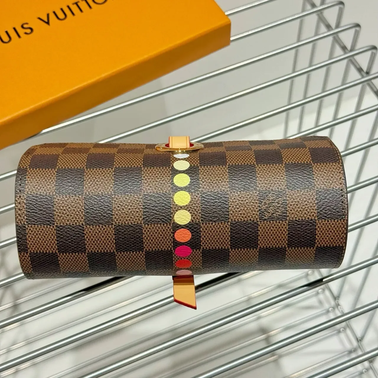 Louis Vuitton Brown Gold Cylindrical Rigid Case Damier Ebène Canvas Tote Bag 6