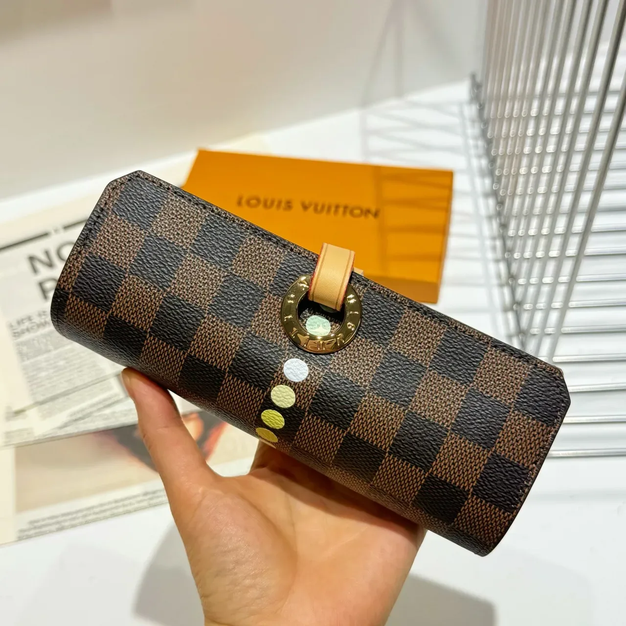 Louis Vuitton Brown Gold Cylindrical Rigid Case Damier Ebène Canvas Tote Bag 9