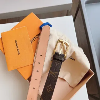 Louis Vuitton 棕色 金色 印花涂层帆布 扣环 皮革腰带