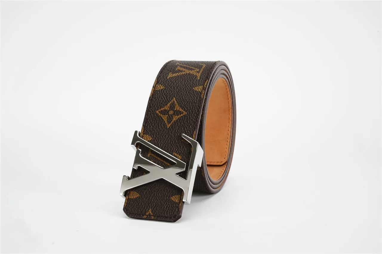 Louis Vuitton Brown Silver Monogram Canvas Polished LV Buckle Leather Belt 8