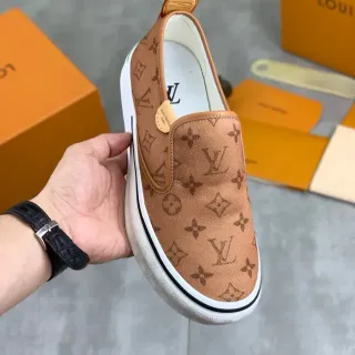 Louis Vuitton Sneakers Lifestyle Marron Blanc Monogram Canvas Slip-On