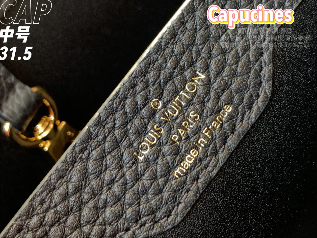Louis Vuitton Capucines 黑色压纹皮革豹纹装饰托特包 2
