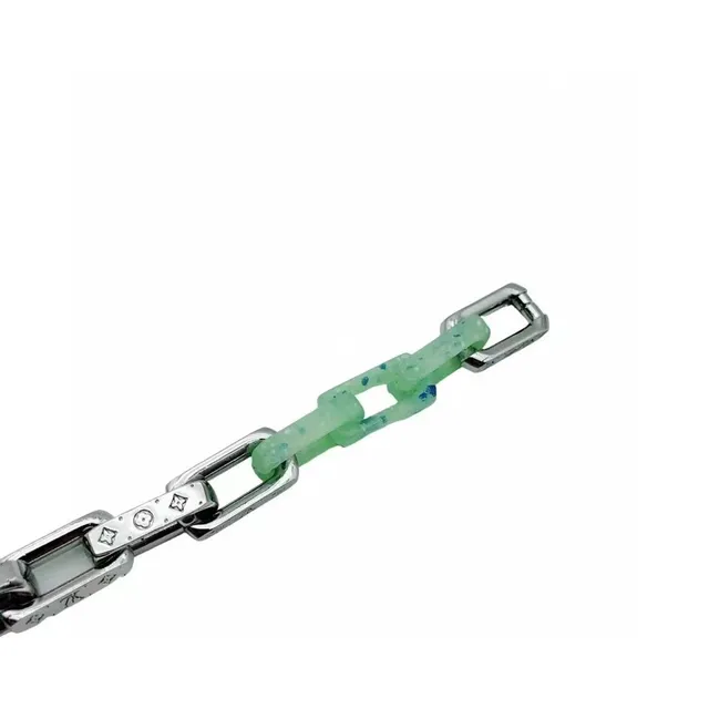 Louis Vuitton Chain Link Mint Green Resin and Silver-Tone Bracelet 2