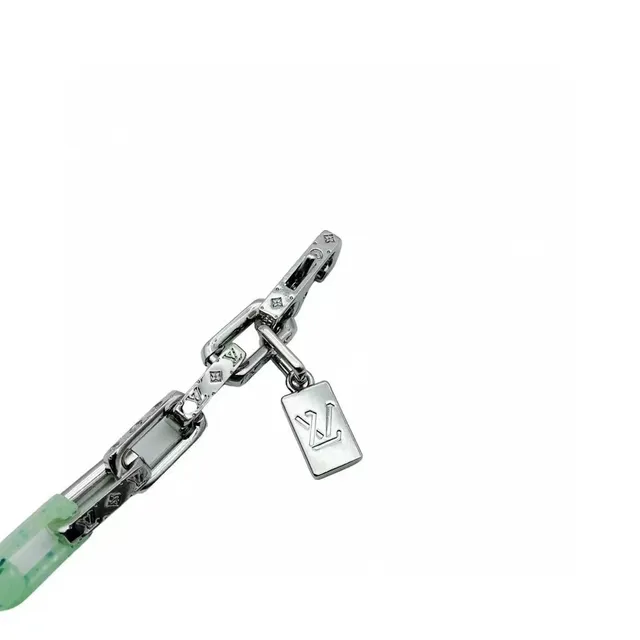 Louis Vuitton Chain Link Mint Green Resin and Silver-Tone Bracelet 4