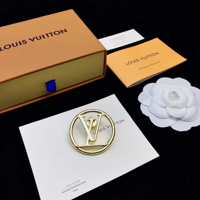 Louis Vuitton Circular LV Monogram Gold-Tone Brooch 2