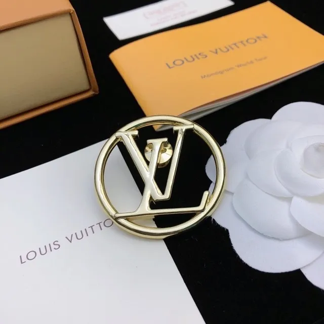 Louis Vuitton Circular LV Monogram Gold-Tone Brooch 4