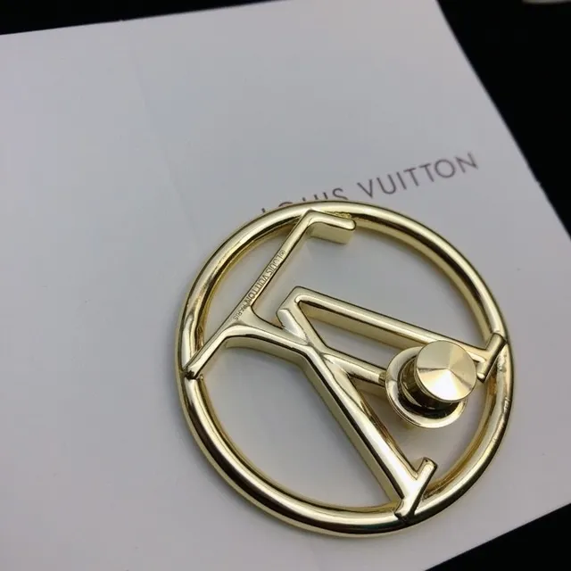 Louis Vuitton Circular LV Monogram Gold-Tone Brooch 5