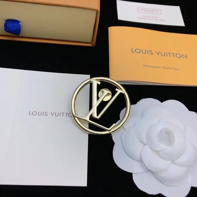 Louis Vuitton Circular LV Monogram Gold-Tone Brooch 7