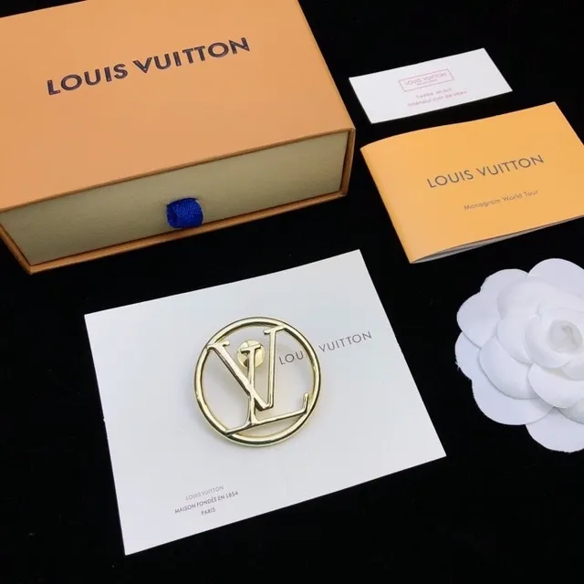 Louis Vuitton Circular LV Monogram Gold-Tone Brooch 9