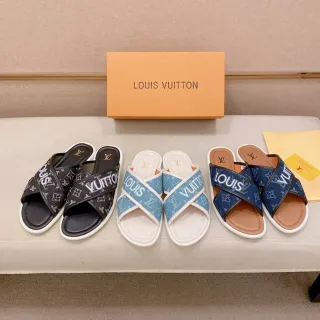 Louis Vuitton correas cruzadas Monogram mules