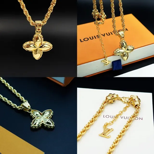 Louis Vuitton Four-Petal Pendant Rope Chain Necklace 10