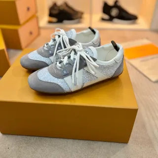 Louis Vuitton Glitter and Gray Mixed-Material Lifestyle Sneakers