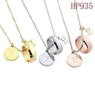Colar com pingente Louis Vuitton monogramado dourado e prata dual-charm