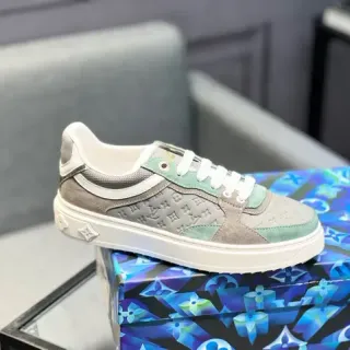 Louis Vuitton Cinza Verde Monogramados Painel Construction Camurça E Malha Mix Tênis Lifestyle