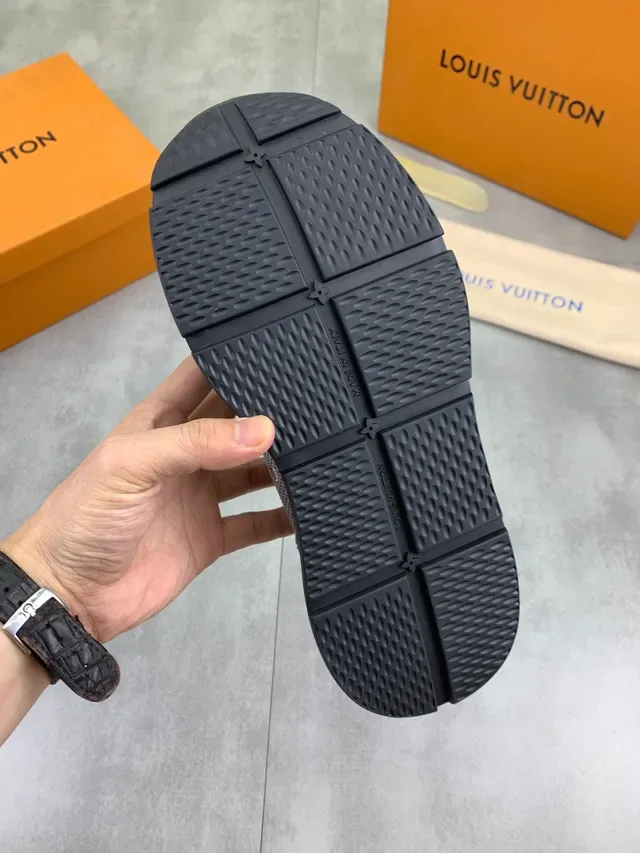 Louis Vuitton Gray White Mesh And Suede Upper Oversized Monogram Logo Lifestyle Sneakers 3