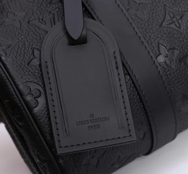 Louis Vuitton Keepall Bandoulière 25 Black Embossed Monogram Cylindrical Duffle Bag 5