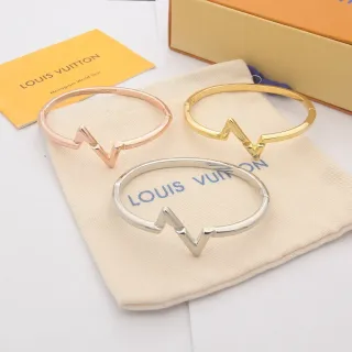 Pulsera rígida Louis Vuitton Lightning-Bolt motivo oro y plata