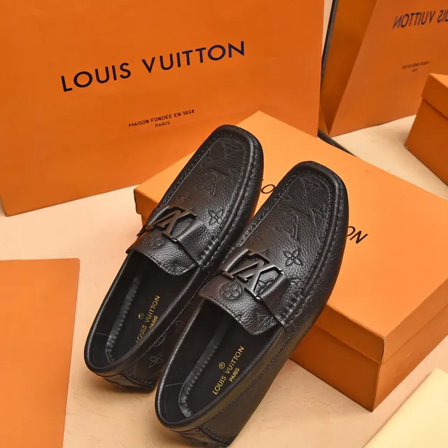 Louis Vuitton Loafer Black Monogram-Embossed Leather Metal LV Buckle Strap Loafer 3