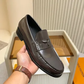 Louis Vuitton Mocasines Marrón Brillante Correa Penny Cuero
