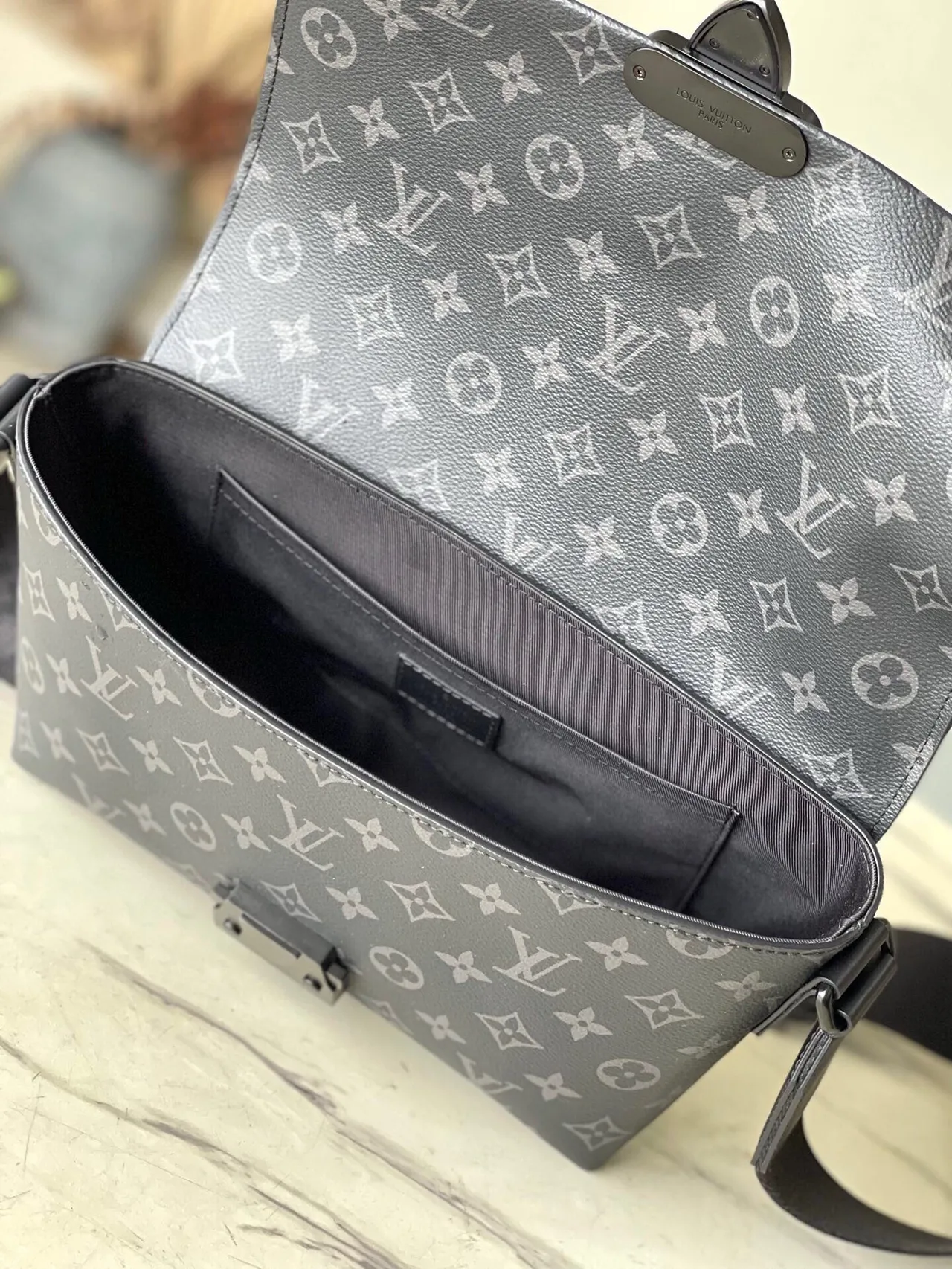 Louis Vuitton Lockme Monogram Gray Flap Messenger Bag 2