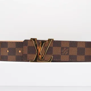 Louis Vuitton LV बेल्ट Damier Ebène भूरा कैनवास लेदर बेल्ट