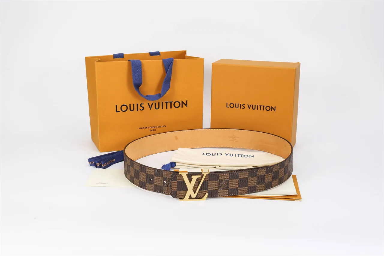 Louis Vuitton LV Belt Damier Ebène Brown Tan Leather Belt 2