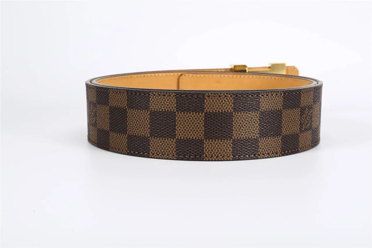 Louis Vuitton LV Belt Damier Ebène Brown Tan Leather Belt 4