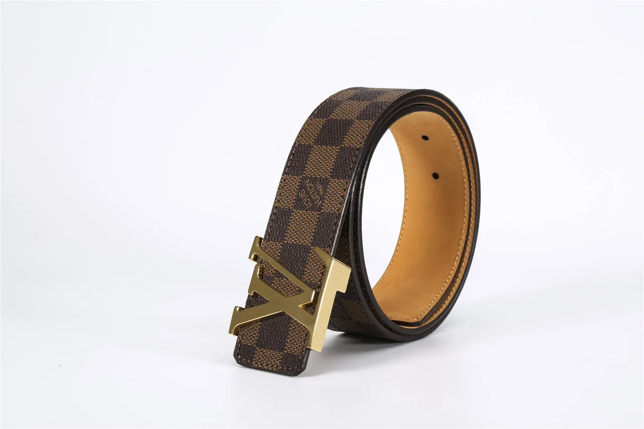 Louis Vuitton LV Belt Damier Ebène Brown Tan Leather Belt 5