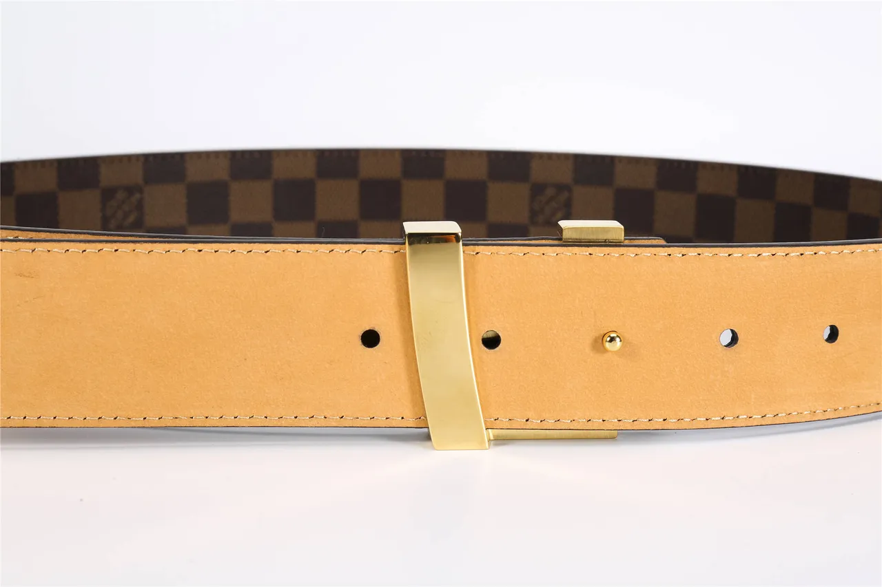 Louis Vuitton LV Belt Damier Ebène Brown Tan Leather Belt 6