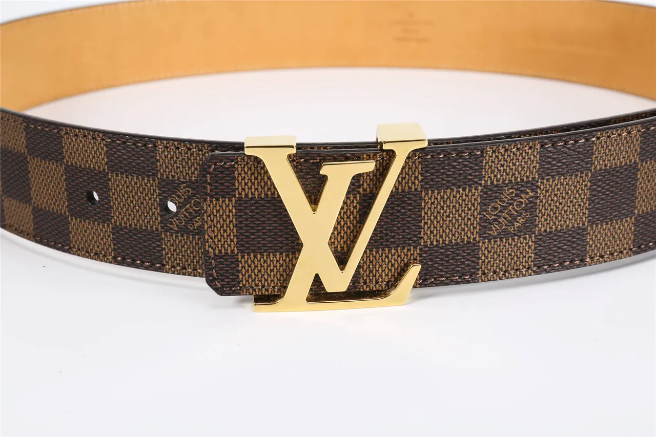 Louis Vuitton LV Belt Damier Ebène Brown Tan Leather Belt 7