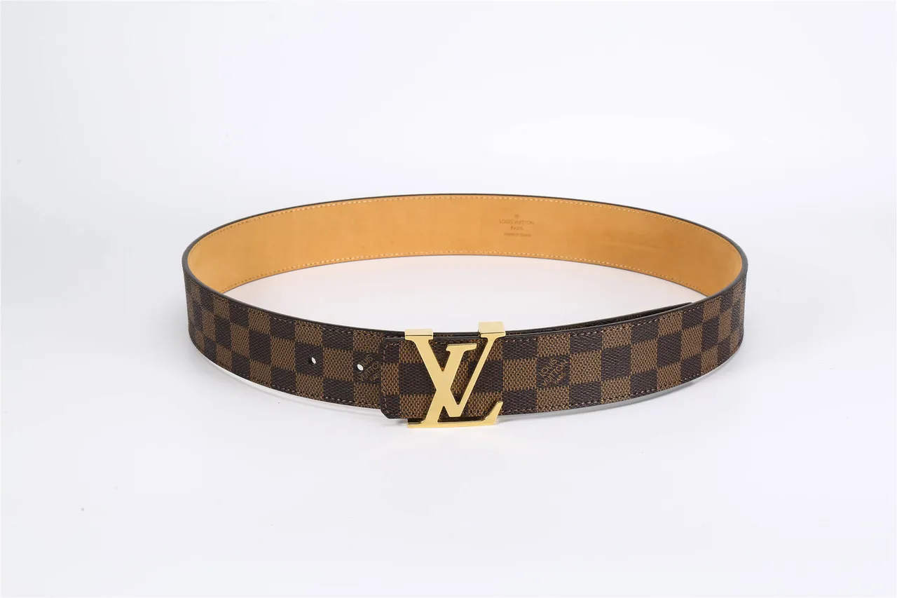 Louis Vuitton LV Belt Damier Ebène Brown Tan Leather Belt 8