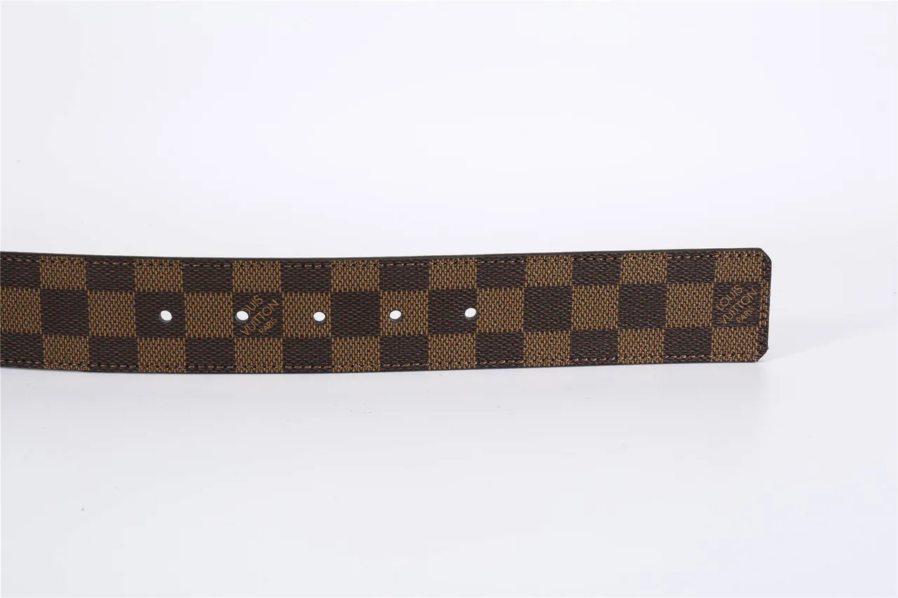 Louis Vuitton LV Belt Damier Ebène Brown Tan Leather Belt 9