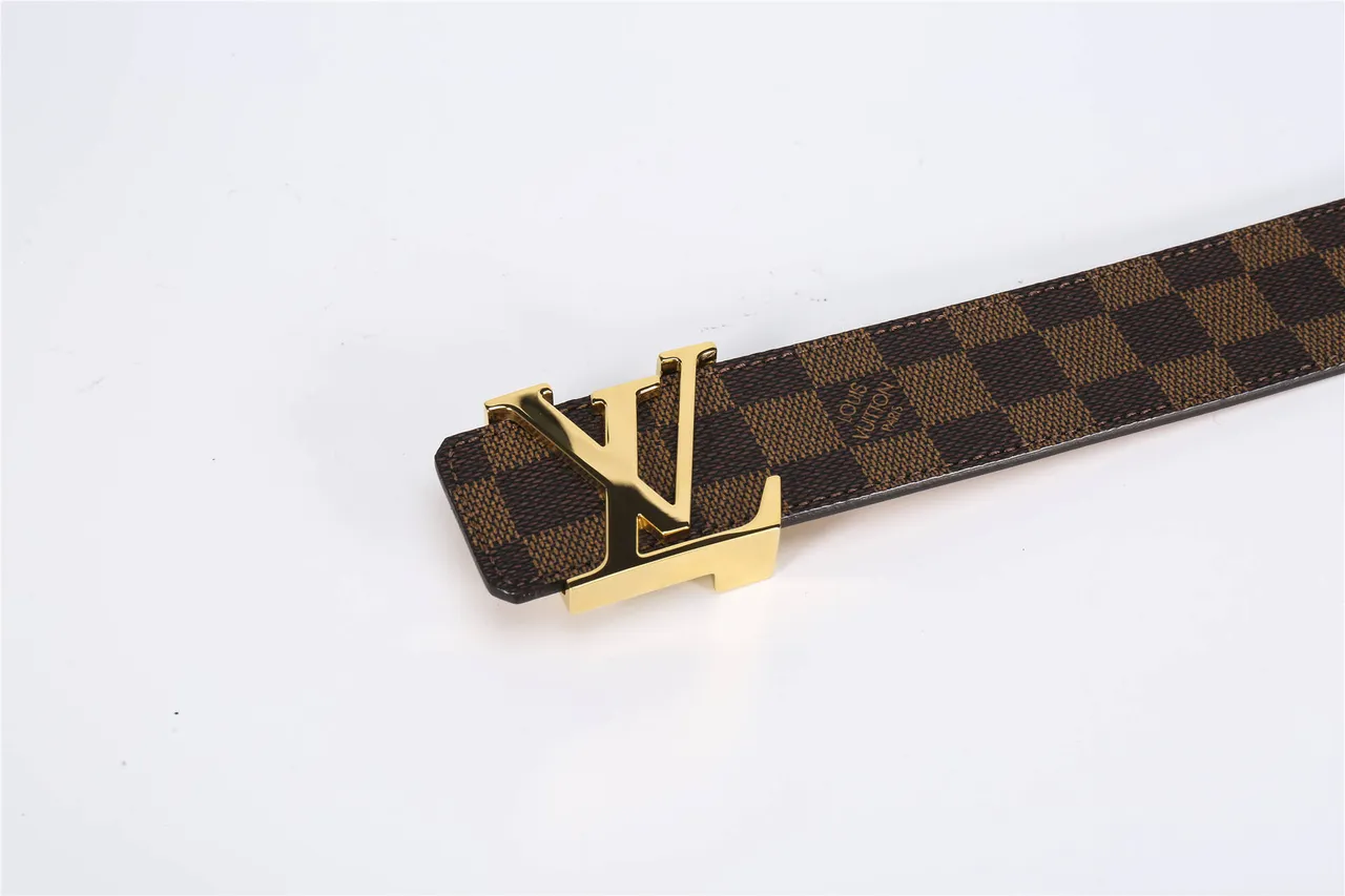 Louis Vuitton LV Belt Damier Ebène Brown Tan Leather Belt 10