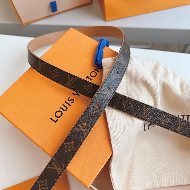 Louis Vuitton LV गोलाकार बेल्ट भूरा सोना मोनोग्राम कैनवास गोलाकार बकल लेदर बेल्ट 5