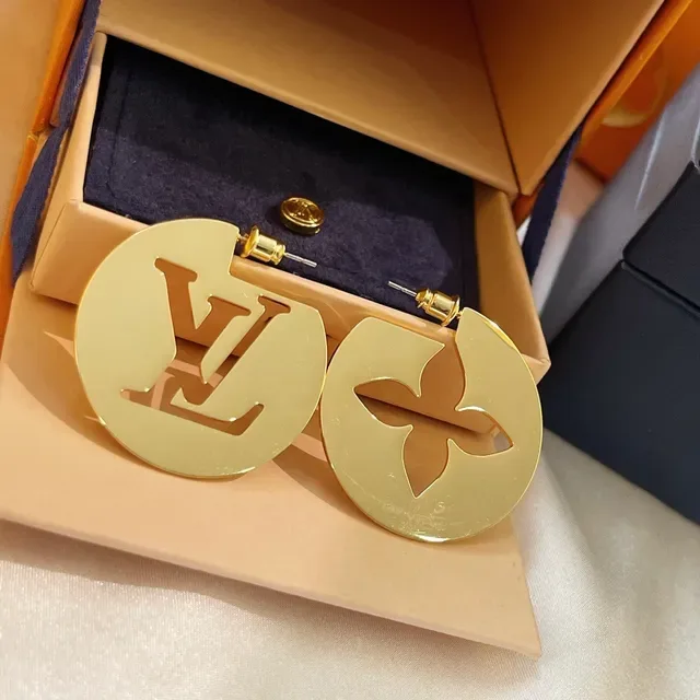 Louis Vuitton LV Flower Circular Gold-Tone Monogram Earrings 4