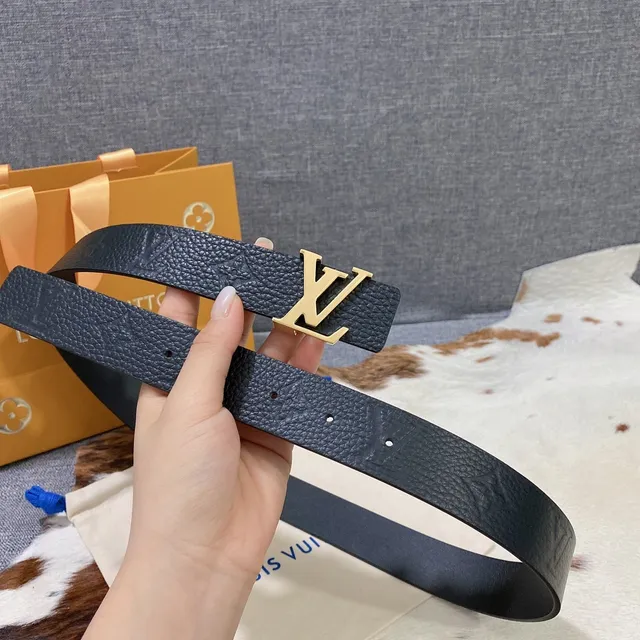 Louis Vuitton LV Initiales কালো পেবল্ড লেদার বেল্ট 4
