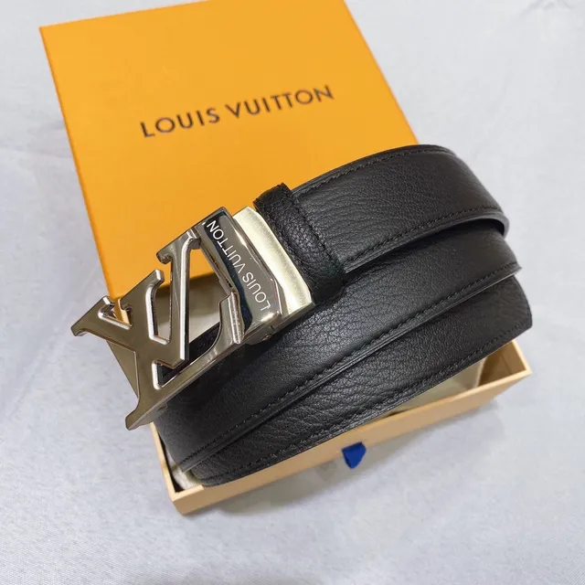Louis Vuitton LV Initiales কালো দানাযুক্ত চামড়ার বেল্ট 3
