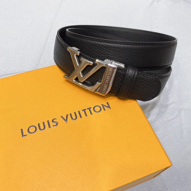 Louis Vuitton LV Initiales কালো দানাযুক্ত চামড়ার বেল্ট 6