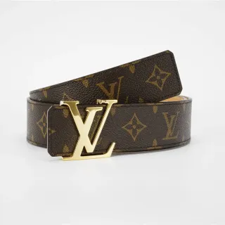लुई विट्टोन LV Initiales भूरा Monogram Canvas चमड़ा बेल्ट