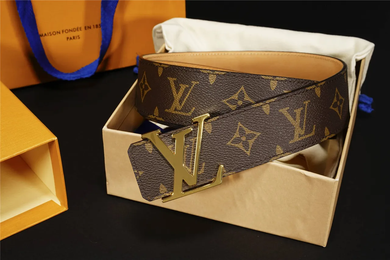 Louis Vuitton LV Initiales Ceinture de cuir canvas marron Monogram 4
